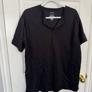 Apt. 9 Black Short-Sleeve Henley Polo